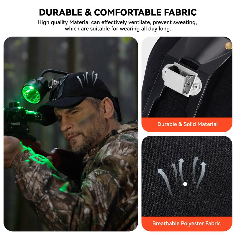 GearOZ Hunting Hat with Bracket, Hunter Cap for Headlamp Hunting Light for Coon Coyote Hog Turkey Duck Hunting, Black - Image 5